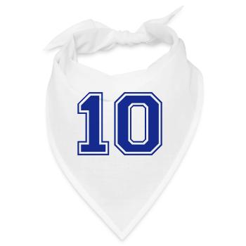 10 - Nummer - Zahl - Bandana - Weiß - Vorne
