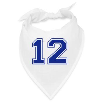 12 - Nummer - Zahl - Bandana - Weiß - Vorne