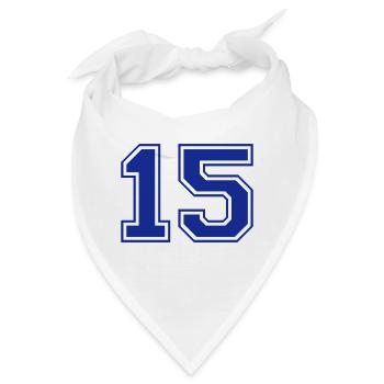 15 - Nummer - Zahl - Bandana - Weiß - Vorne