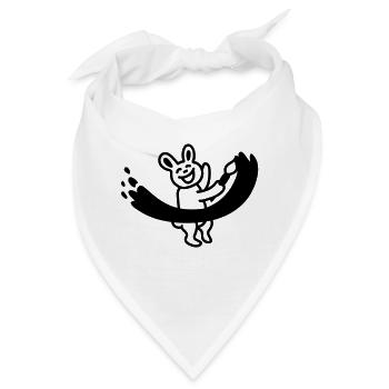 Hase malt mit Pinsel - Line - Bandana - Weiß - Vorne