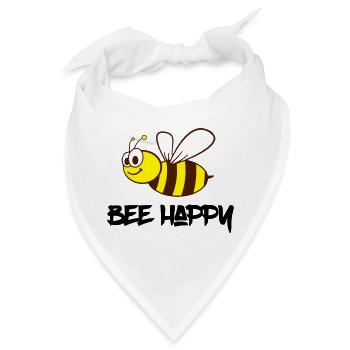 Biene Happy / Bee Happy - Bandana - Weiß - Vorne