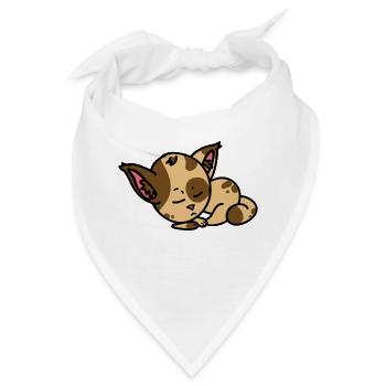 Schlafende Katze Comic Figur - Geschenkidee - Bandana - Weiß - Vorne
