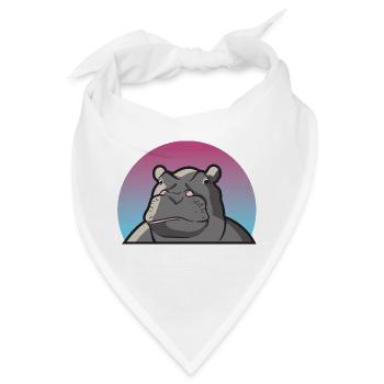 Hippo Nilpferd Flusspferd Dickhäuter Geschenk Tier - Bandana - Weiß - Vorne
