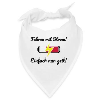 Fahren mit Strom Elektroauto Elektro Accu - Bandana - Weiß - Vorne