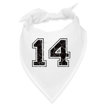 Zahl 14 im Used Look - Bandana - Weiß - Vorne