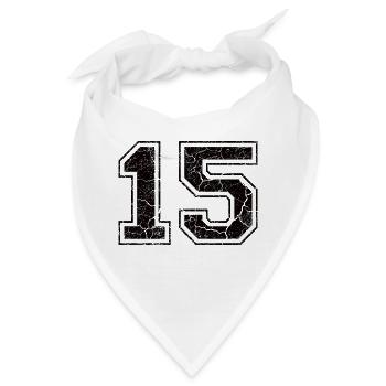 Zahl 15 im Used Look - Bandana - Weiß - Vorne