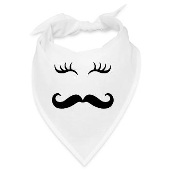 Moustache & Wimpern - Bandana - Weiß - Vorne