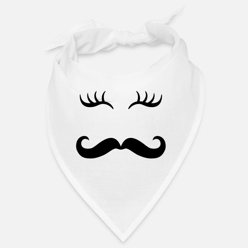 Moustache et cils - Bandana - blanc