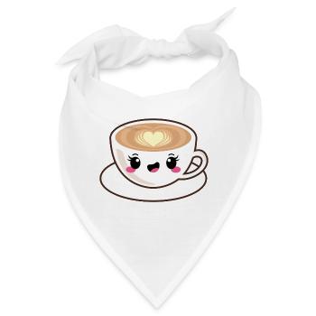 Kawaii Cappuccino Kaffee - Bandana - Weiß - Vorne