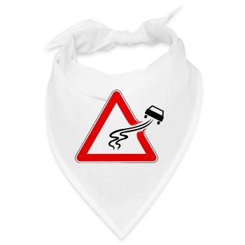 Verkehrszeichen Schleudergefahr, slippery road - Bandana - Weiß - Vorne