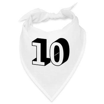 Nummer - 10 - Bandana - Weiß - Vorne