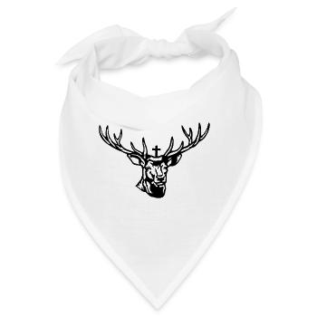 Hirschkopf Hirschgeweih schwarz - Bandana - Weiß - Vorne