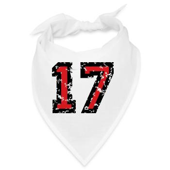 Zahl 17 - Nummer 17 (Vintage Rot) Nr.17 - Bandana - Weiß - Vorne