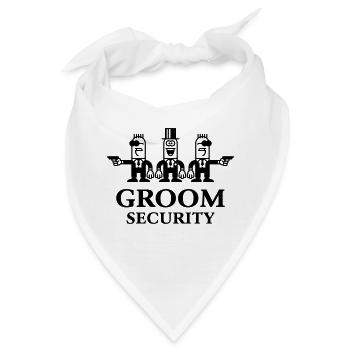 Groom Security Cartoon (Stag Party / 1C) - Bandana - Weiß - Vorne
