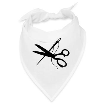 schere nadel schneider handwerk - Bandana - Weiß - Vorne