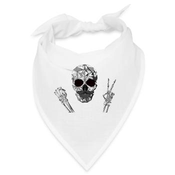 Hipster Skull, Hipster Totenkopf - Bandana - Weiß - Vorne