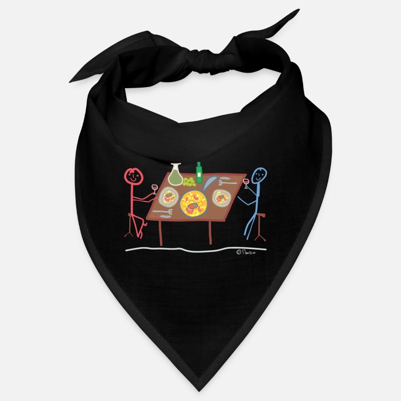 Paella Strichmännchen Date Spanien Dinner Essen Bandana