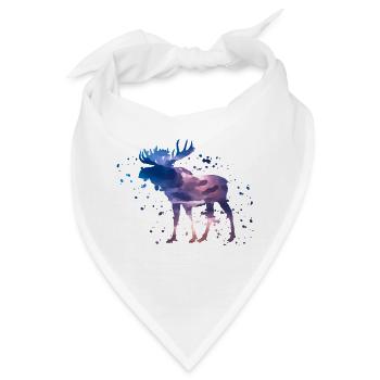 Wasserfarben Elch - Bandana - Weiß - Vorne
