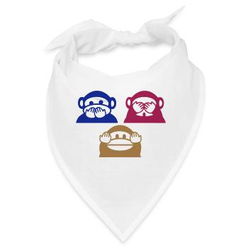 Drei Affen Dreieck (b) - Bandana - Weiß - Vorne