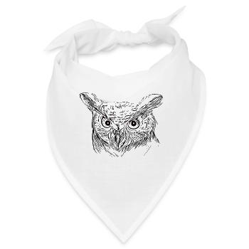 Eule - Uhu - Vogel - Bandana - Weiß - Vorne