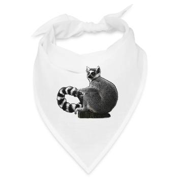 katta Lemur auf Baumstumpf Schwarzweiß - Bandana - Weiß - Vorne