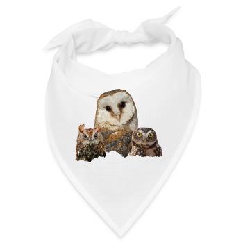 Scops Eule, kleine Eule und Eule - Bandana - Weiß - Vorne