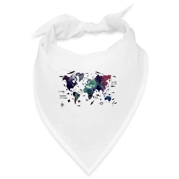 Weltkarte mit Ozeanen - Bandana - Weiß - Vorne