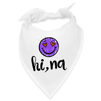 Emoji "Hi na" | lila Herz Augen Text - Bandana - Weiß - Vorne