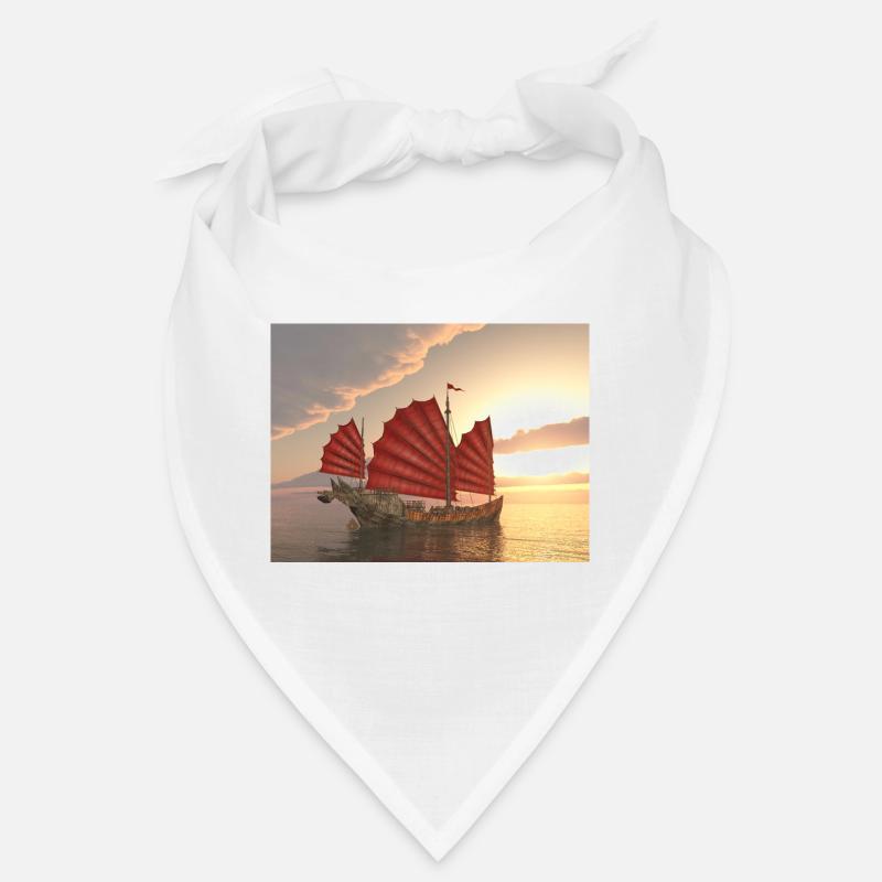 Chinese junk at sunset Bandana