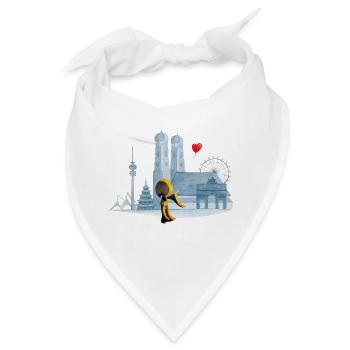 Skyline München mit Münchner Kindl und Herz - Bandana - Weiß - Vorne
