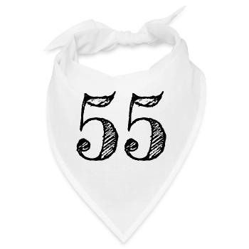 Zahl 55-55 (handdrawn) - Bandana - Weiß - Vorne