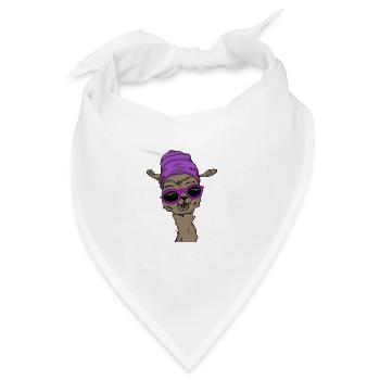 Lama mit Mütze - Bandana - Weiß - Vorne