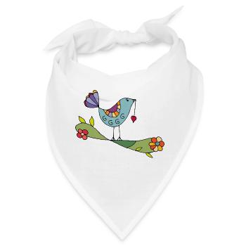 Vogel - Bandana - Weiß - Vorne