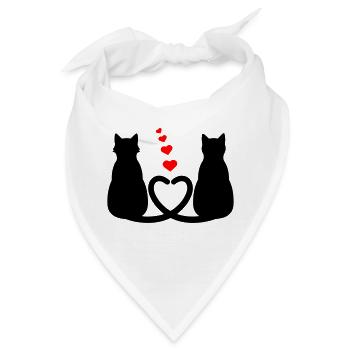 Verliebte Katzen - Bandana - Weiß - Vorne