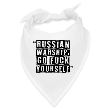 "RUSSISCHES KRIEGSSCHIFF, GEH DICH FICKEN" - Bandana - Weiß - Vorne
