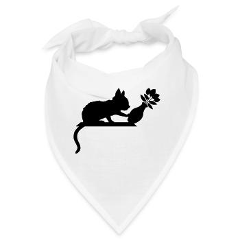 Blumenvase umstoßen freche Katze - Bandana - Weiß - Vorne