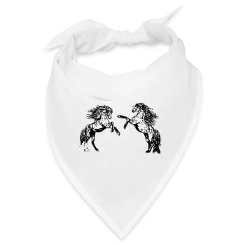 Pferde Zeichnung - Bandana - Weiß - Vorne