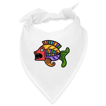 Kultur der Inkas, Fischsymbol - Bandana - Weiß - Vorne