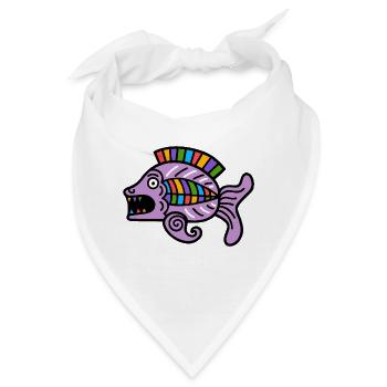 Kultur der Inkas, Fischsymbol - Bandana - Weiß - Vorne