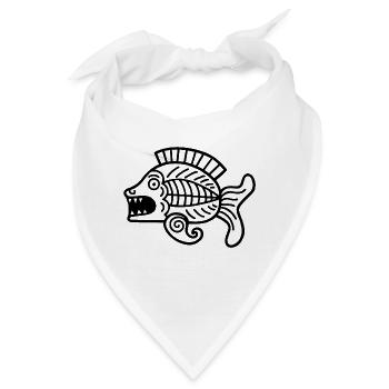 Kultur der Inkas, Fischsymbol - Bandana - Weiß - Vorne