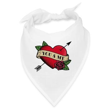 Du und ich Herz Tattoo - Bandana - Weiß - Vorne