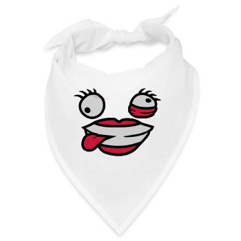 Verrücktes weibliches Comic Gesicht - Bandana - Weiß - Vorne