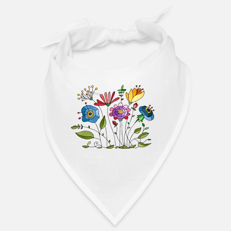 Blumen - Bandana - Weiß
