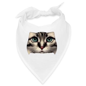 Katzengesicht - Bandana - Weiß - Vorne