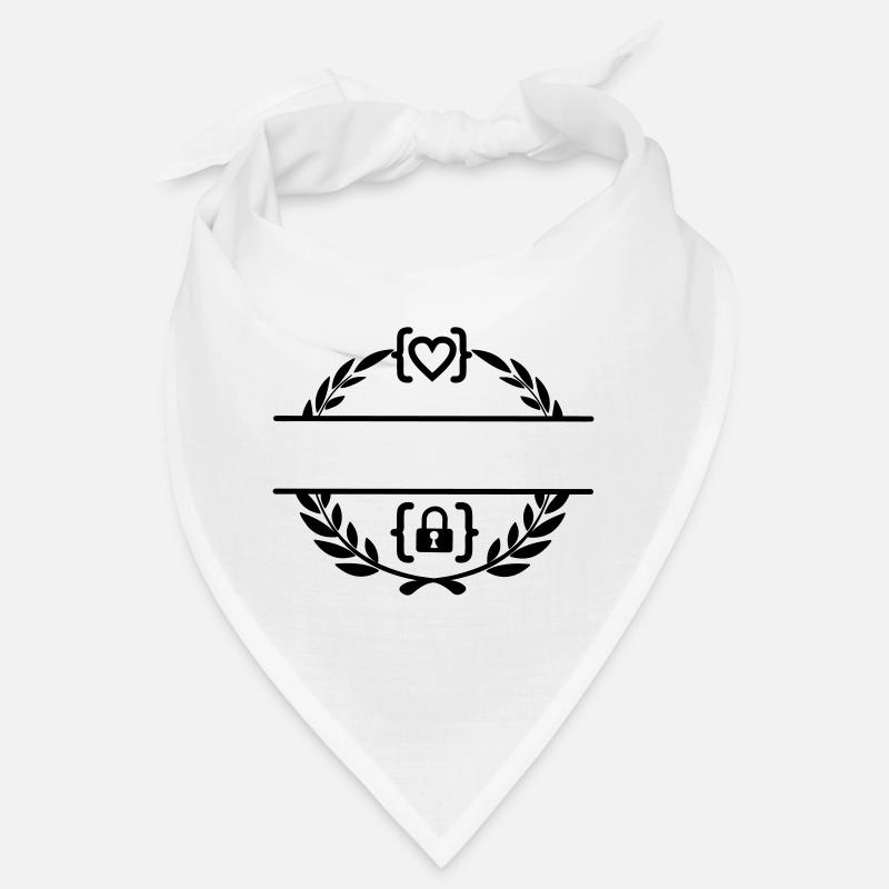 Code with heart and code with lock in laurel wreath m Bandana