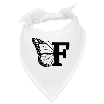 Buchstabe F Schmetterling - Bandana - Weiß - Vorne