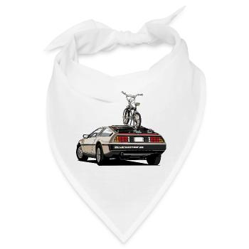 Delorean mit Oldschool 80er Jahre BMX auf dem Heck - Bandana - Weiß - Vorne
