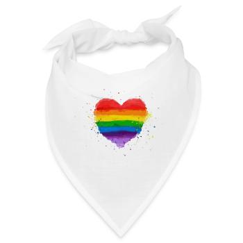 Regenbogen Herz - Bandana - Weiß - Vorne