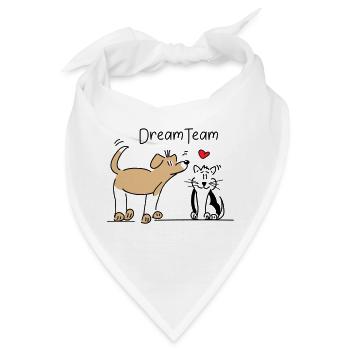 Hund und Katze - Dreamteam - Bandana - Weiß - Vorne