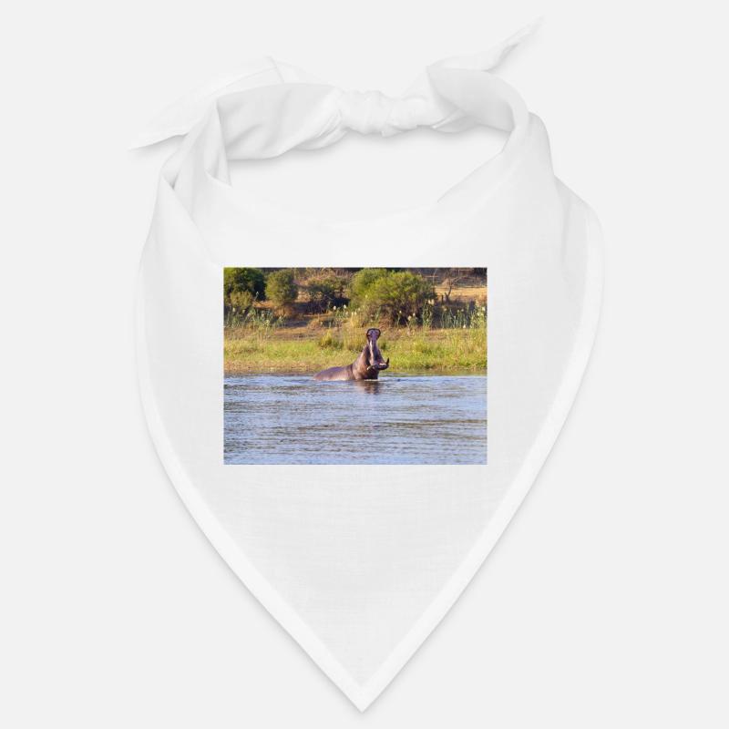 Landschaft am Fluss Cubango mit Nilpferden Bandana